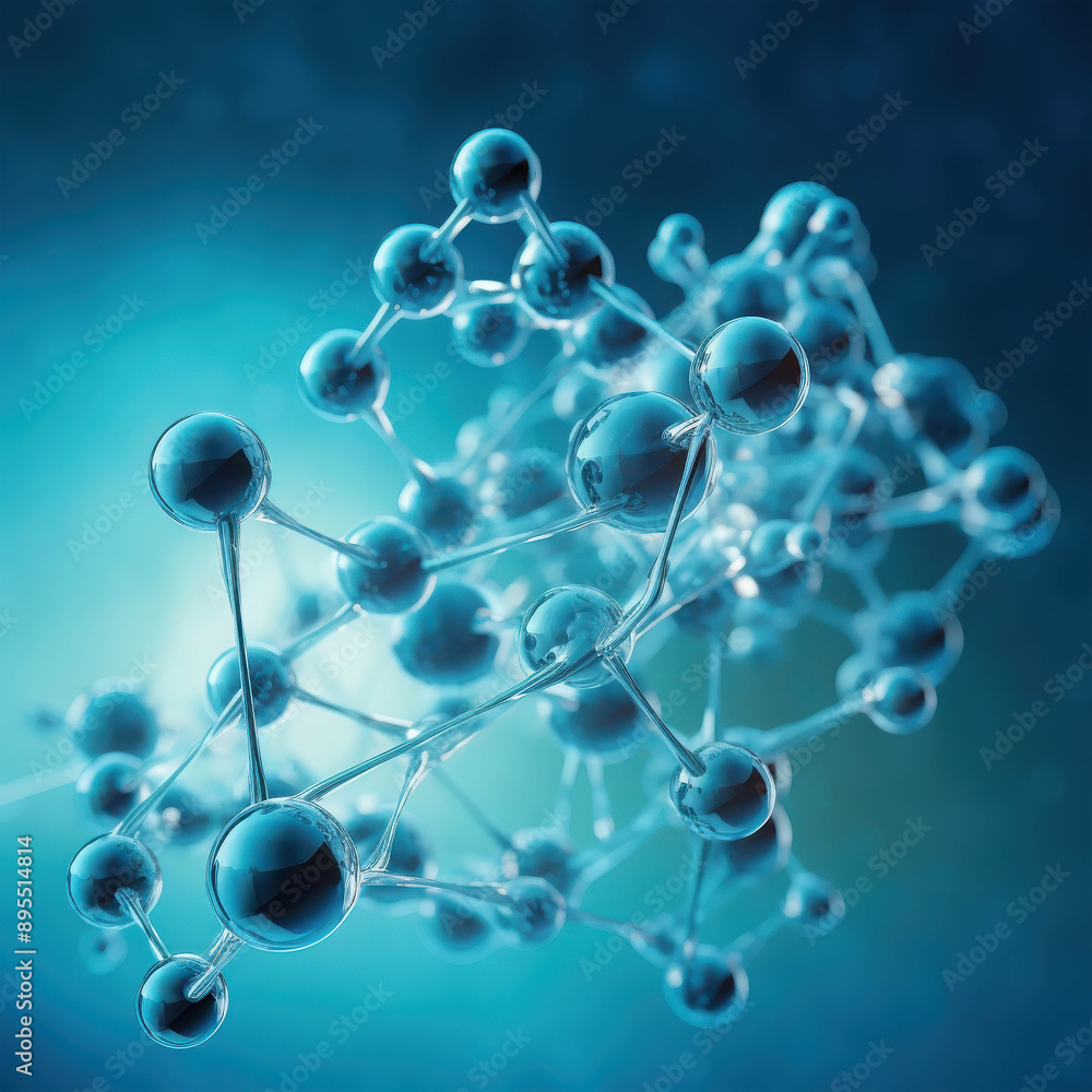 Intricate Molecular Network in a Bright Blue Setting Representing Advanced Scientific Concepts Intricate Molecular Network in a Bright Blue Setting Representing Advanced Scientific Concepts