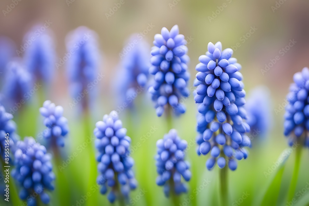 Grape hyacinth flower bokeh background, AI Generated Grape hyacinth flower bokeh background, AI Generated