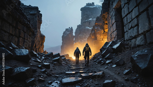 Ancient Ruins Mysteries in Rainy Winter: The Adventurer's Jaunt Immersed in Landslide