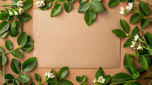Floral Frame with Blank Paper
