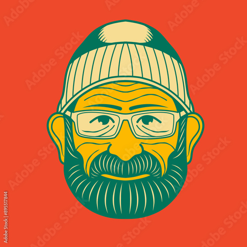 Old man face avatar illustration graphic design 43