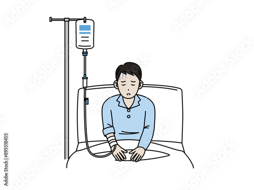 入院して困る男性のイラスト