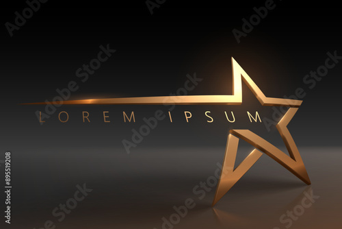 Golden star shape template on black background