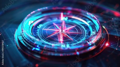 Wallpaper Mural conceptual image of a budget as a digital compass, guiding financial decisions with a glowing needle pointing towards fiscal stability Torontodigital.ca