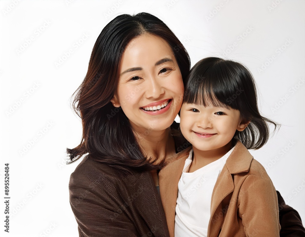 Fashion smiling mother holding her kid on solid color background, love concept Fashion smiling mother holding her kid on solid color background, love concept