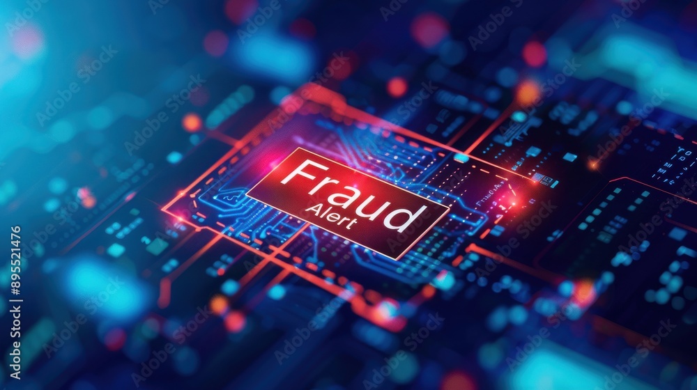 Fake company logo with Fraud Alert banner, Fraudulent Scheme, business scams and warning Fake company logo with Fraud Alert banner, Fraudulent Scheme, business scams and warning