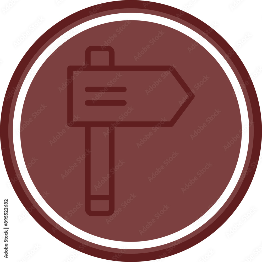 Signpost Vector Line Double Circle Maroon Signpost Vector Line Double Circle Maroon