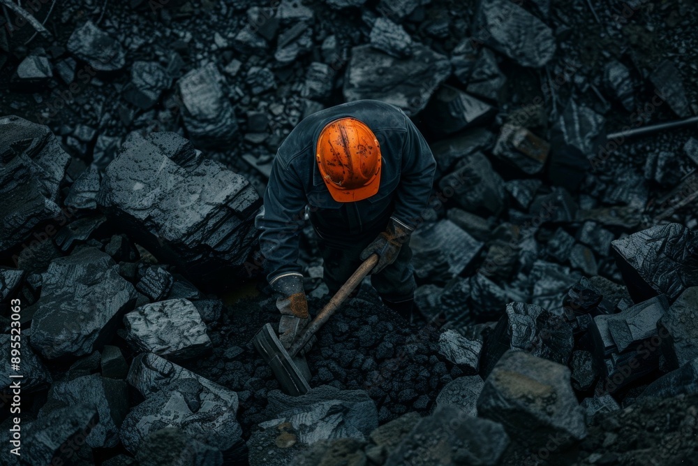 Shoveling coal seams amidst slate layers involves meticulous work to carefully navigate and extract coal from complex geological formations. Shoveling coal seams amidst slate layers involves meticulous work to carefully navigate and extract coal from complex geological formations.