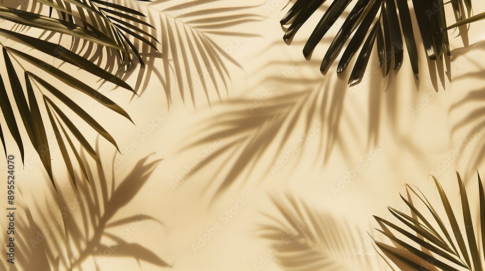 Tropical Palm Leaves on Yellow Background Tropical Palm Leaves on Yellow Background