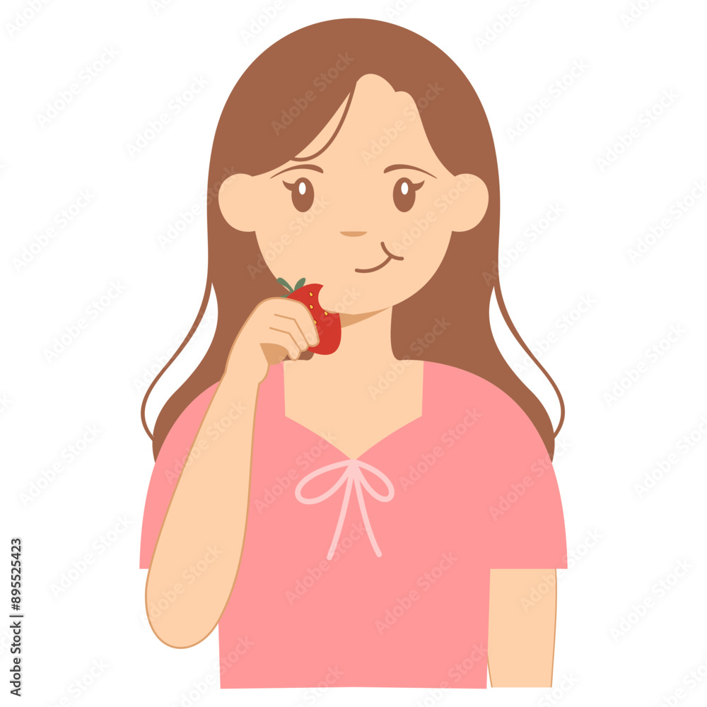 Woman eating fruit illustration Woman eating fruit illustration