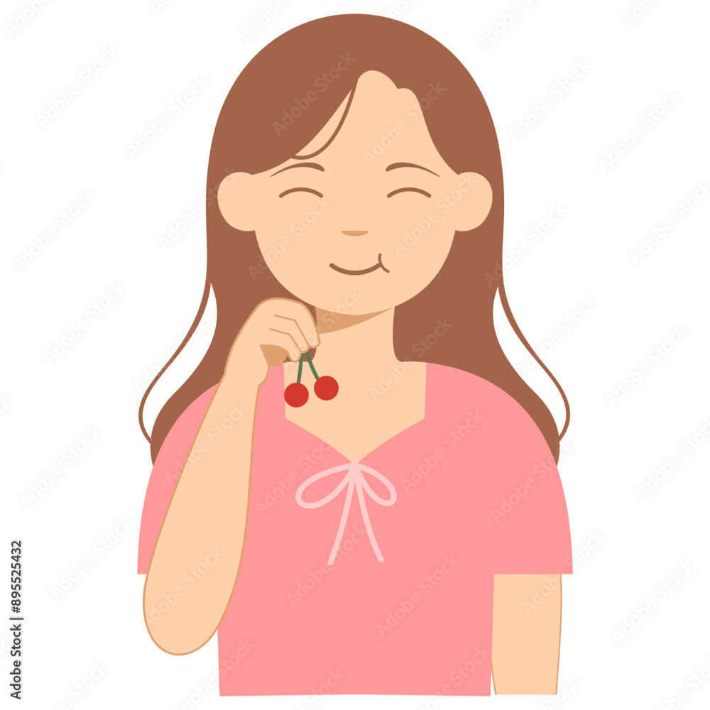 Woman eating fruit illustration Woman eating fruit illustration