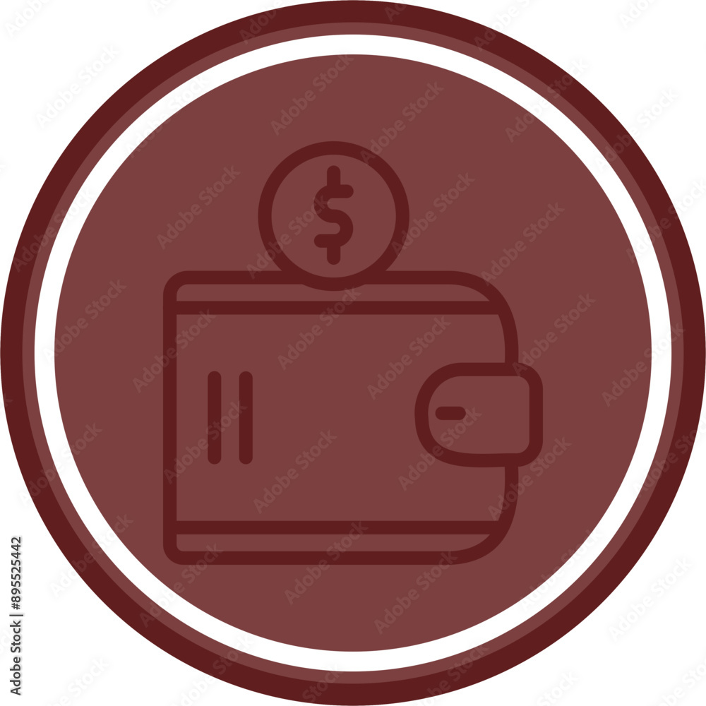 Wallet Vector Line Double Circle Maroon Wallet Vector Line Double Circle Maroon