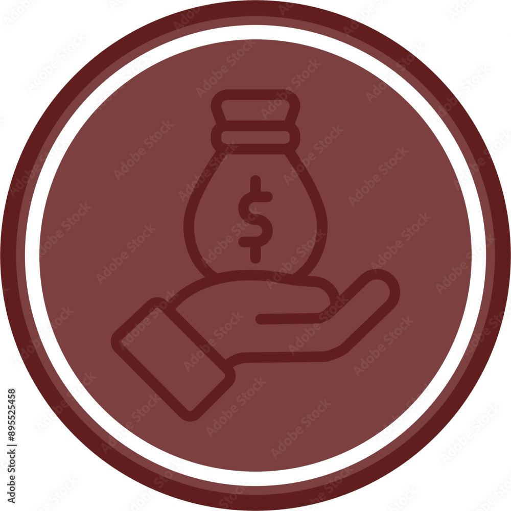 Donation Vector Line Double Circle Maroon Donation Vector Line Double Circle Maroon