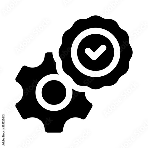 Gears with Checkmark glyph icon