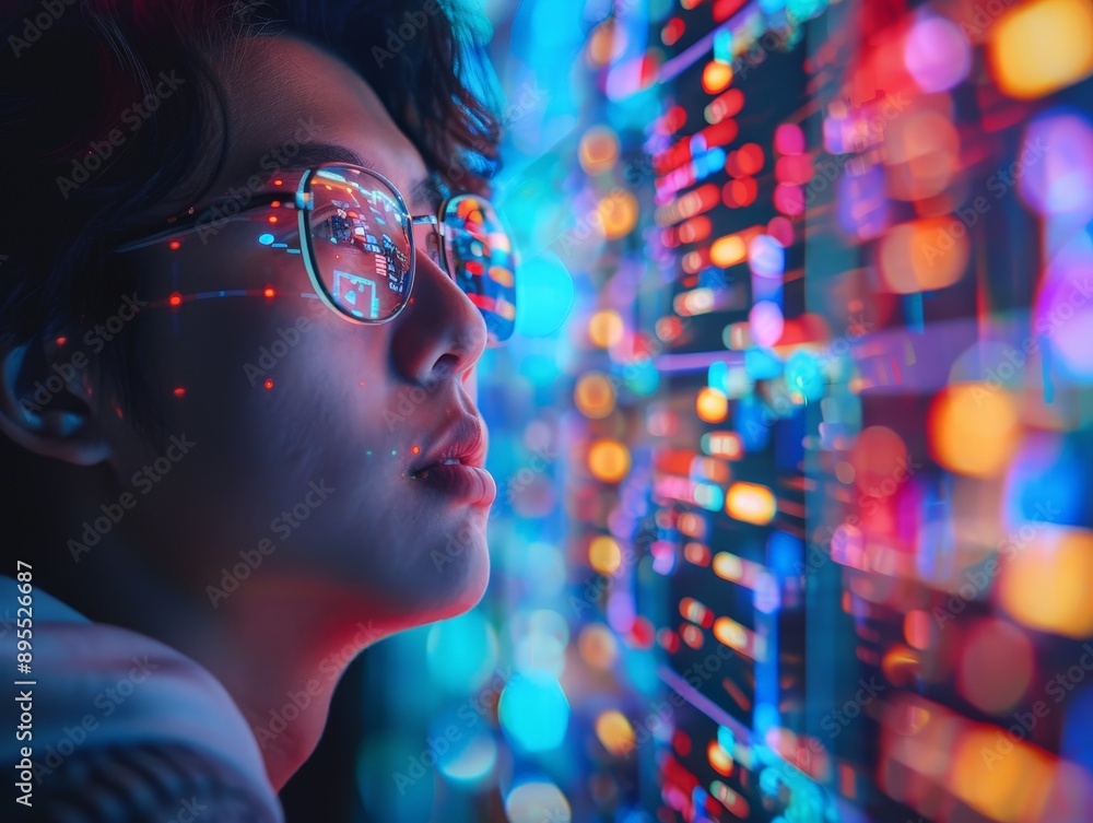 Illuminating the Future: Programmer Developing AI Algorithms for Data Analysis in Vibrant Natural Light Illuminating the Future: Programmer Developing AI Algorithms for Data Analysis in Vibrant Natural Light