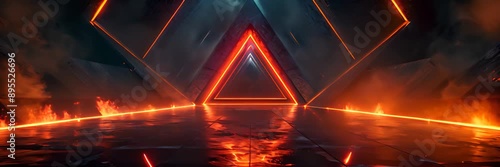 Colorful triangular neon lights