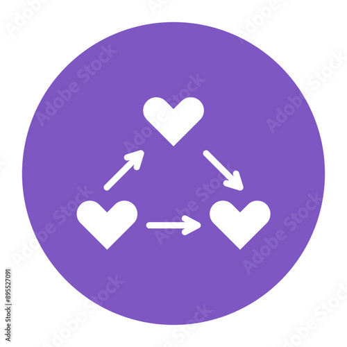 Love Triangle icon vector image. Can be used for Dating App.