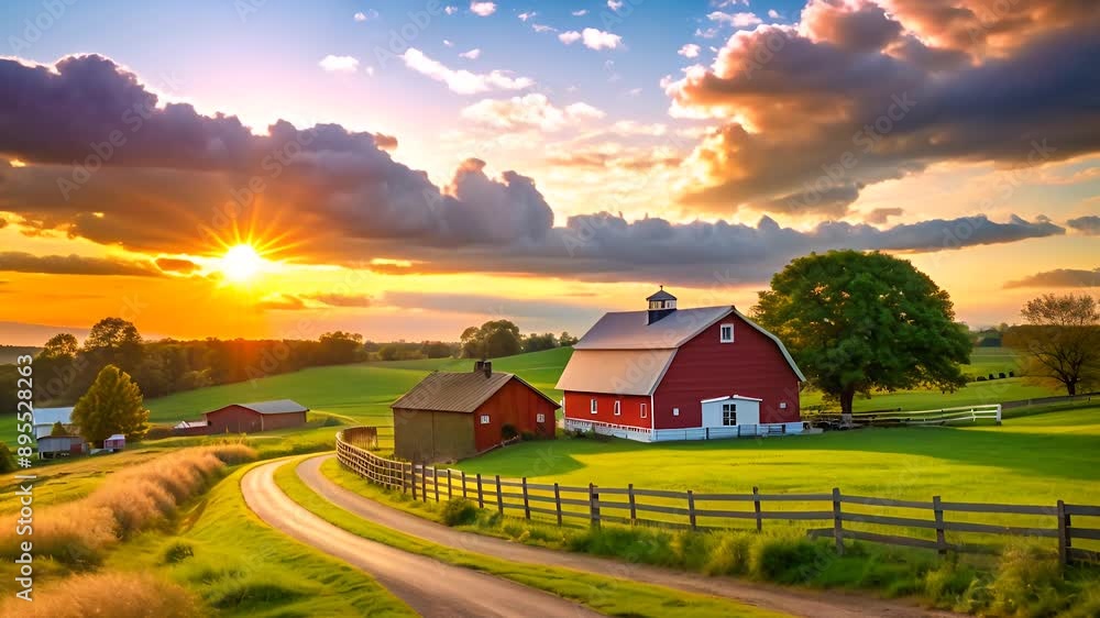 Red Barn at Sunset. Red Barn at Sunset.