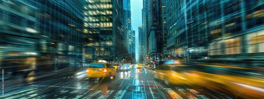 Speed effect of city night in Financial District Speed effect of city night in Financial District