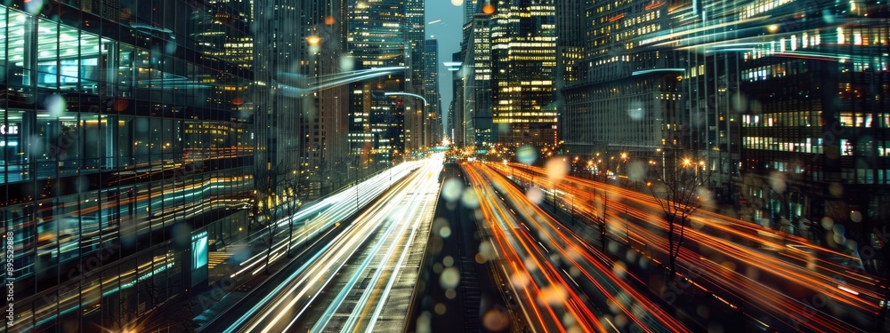 Speed effect of city night in Financial District Speed effect of city night in Financial District