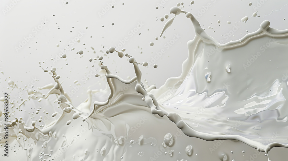 Milk in motion, captured against a white backdrop Milk in motion, captured against a white backdrop
