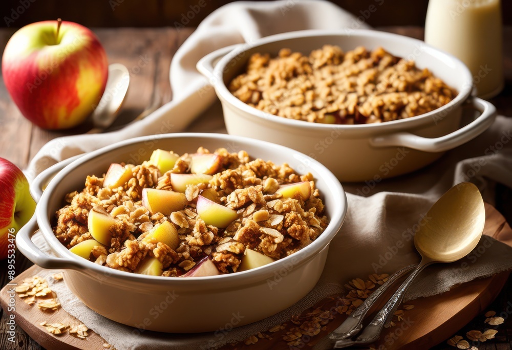 deliciously baked warm apple crisp golden oat topping freshly sliced apples served rustic dish, dessert, fruit, sweetness, cinnamon, sugar, buttery, crumble deliciously baked warm apple crisp golden oat topping freshly sliced apples served rustic dish, dessert, fruit, sweetness, cinnamon, sugar, buttery, crumble