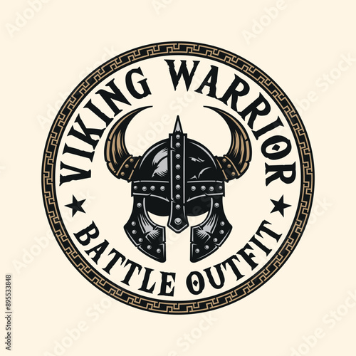 Viking Warrior Viking helmet strongman beard vintage logo