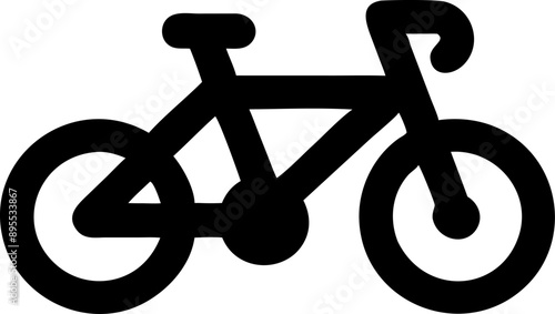 Silhouette of a bicycle with keywords, sports equipment on white background