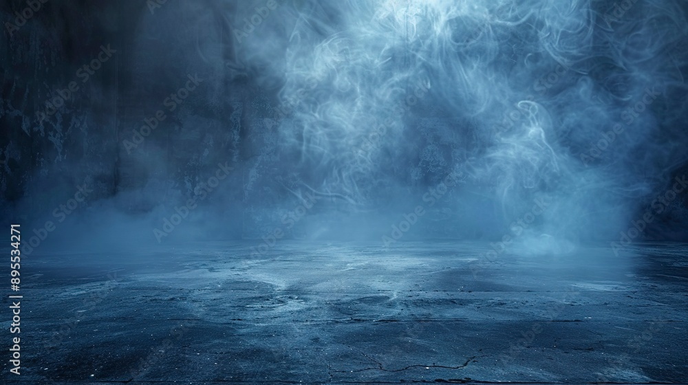 The concrete floor and studio room with smoke float up the interior texture for display products Dark street, asphalt abstract dark blue background The concrete floor and studio room with smoke float up the interior texture for display products Dark street, asphalt abstract dark blue background