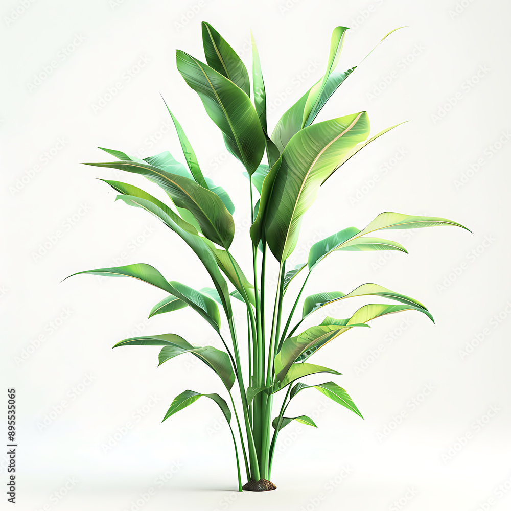 Fototapeta premium Green Plant Branch with White Background