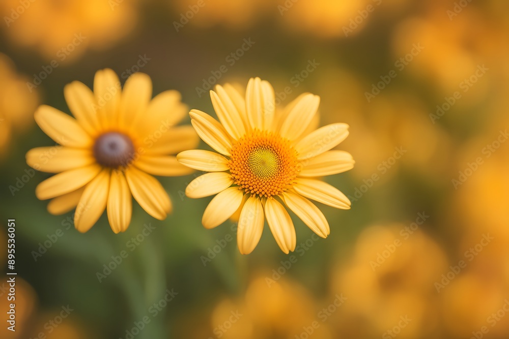 Obraz premium Golden marguerite flower bokeh background, AI Generated