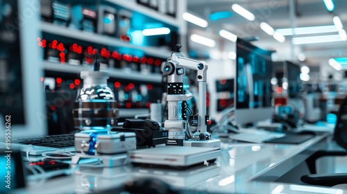 Wallpaper Mural Gadgets in a futuristic workspace, advanced office tech, inspiration Torontodigital.ca