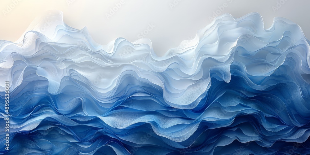 Abstract waves of blue and white layered shapes, evoking a sense of calm and fluidity, suitable for backgrounds and design concepts. Abstract waves of blue and white layered shapes, evoking a sense of calm and fluidity, suitable for backgrounds and design concepts.