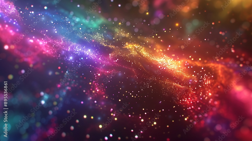 Obraz premium Blinking multicolor lights flying deep into the cosmos close view