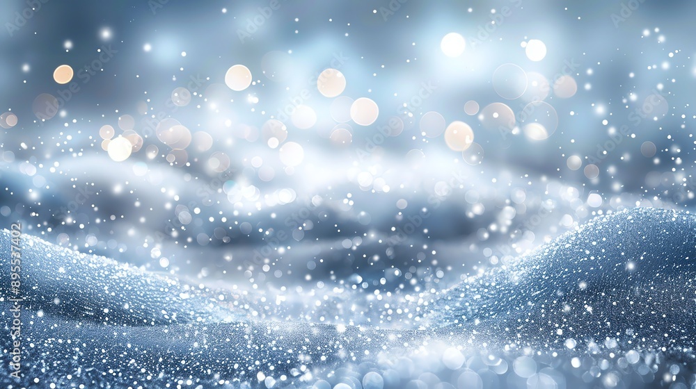 Abstract winter background with bokeh lights and snowy hills. Abstract winter background with bokeh lights and snowy hills.