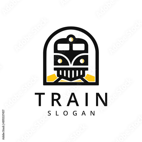 Simple vintage old locomotive train logo design template