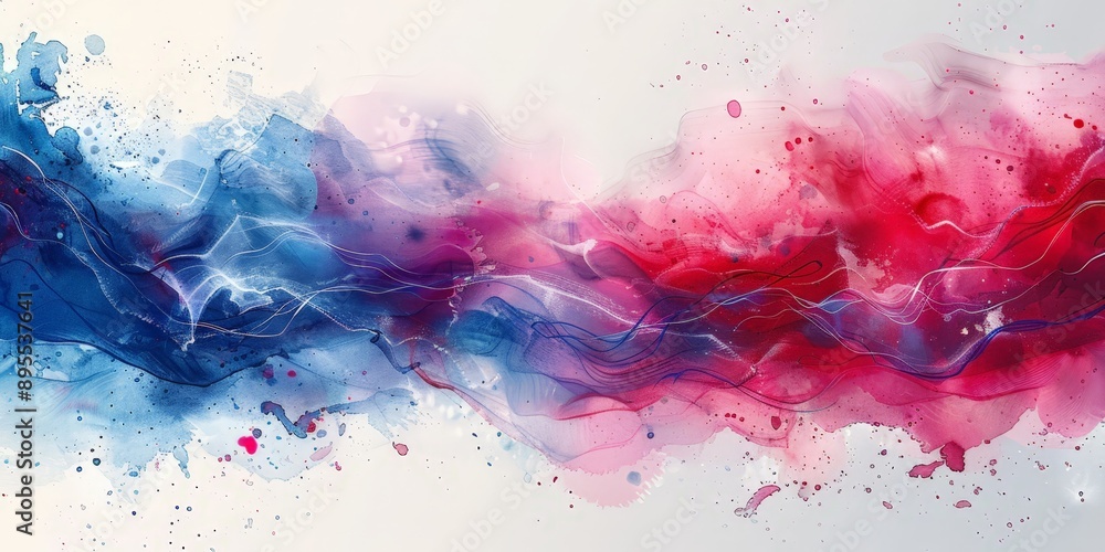 Abstract blue and pink watercolor waves with dynamic flow and texture. Abstract blue and pink watercolor waves with dynamic flow and texture.
