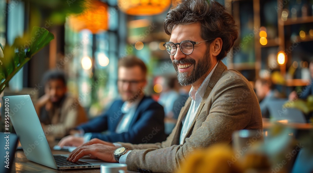 Board of business people working happily surrounded by technology, cluster business environment. Board of business people working happily surrounded by technology, cluster business environment.