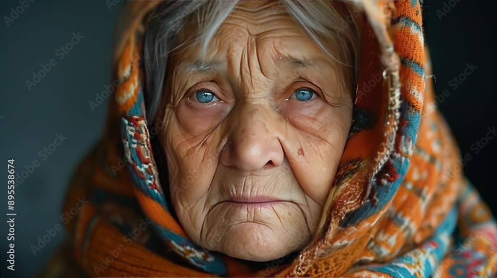 Old woman portrait. East European, Russian ethnic Old woman portrait. East European, Russian ethnic