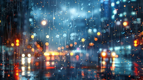 Create a visually appealing website banner for a financial consulting firm with a theme of beautiful rain and city lights