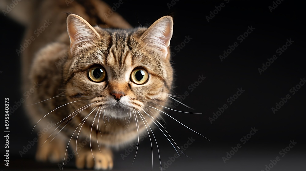 Close-Up of Curious Classic Tabby Cat with Big Eyes Close-Up of Curious Classic Tabby Cat with Big Eyes