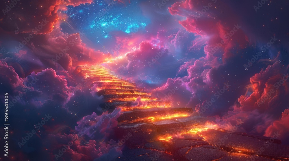 Fototapeta premium Fantasy stairway to heaven - generative ai