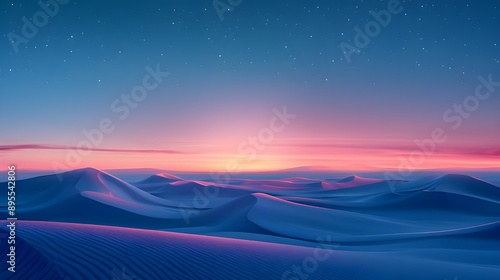 Sand dunes in the desert at dawn. Modern Wallpaper Vacant and Starry with a Cool Gradient