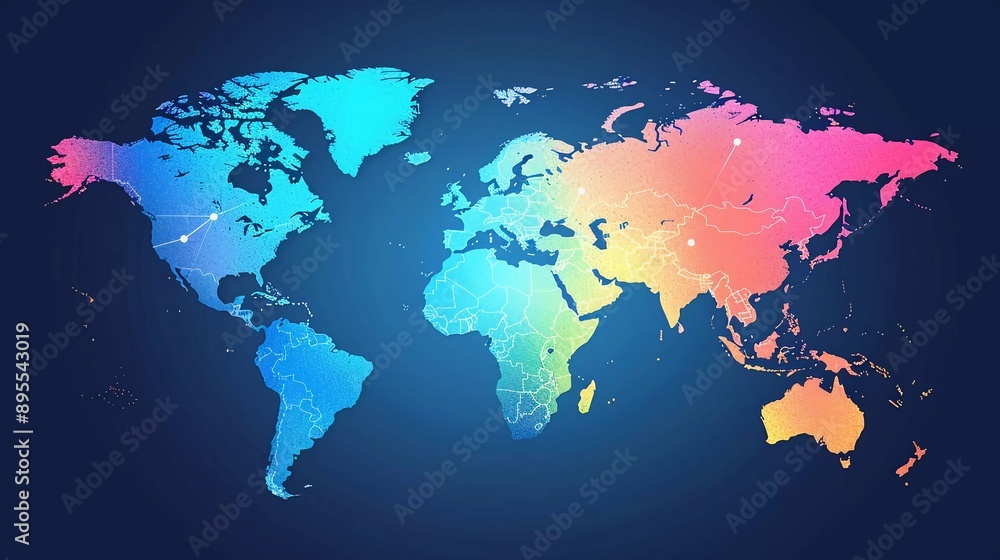 Fototapeta premium World map color vector modern. Very beautiful silhouette map