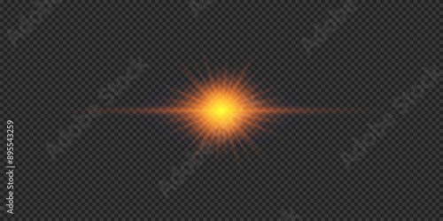 Orange horizontal light effect of lens flares