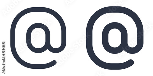 At sign or At symbol icons set designed in filled, outline, line and stroke style