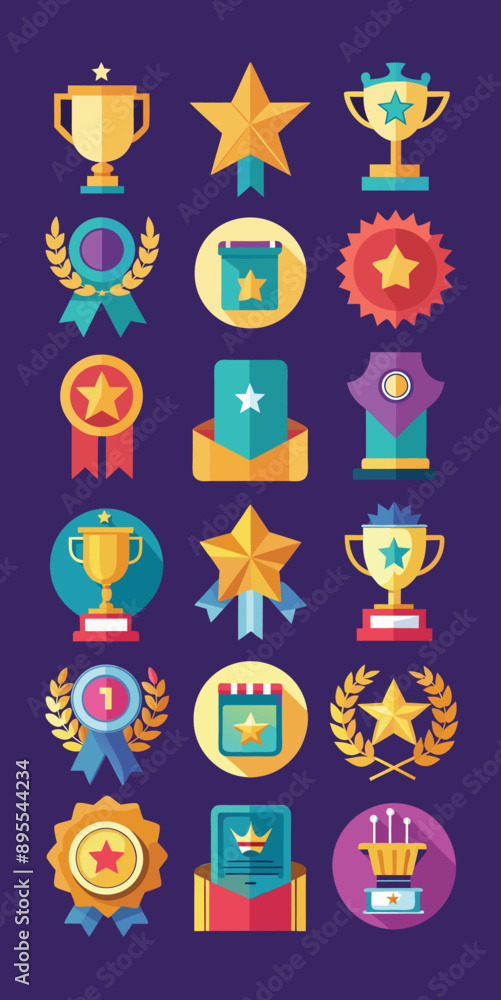 set awards medal achievement icon vector set awards medal achievement icon vector