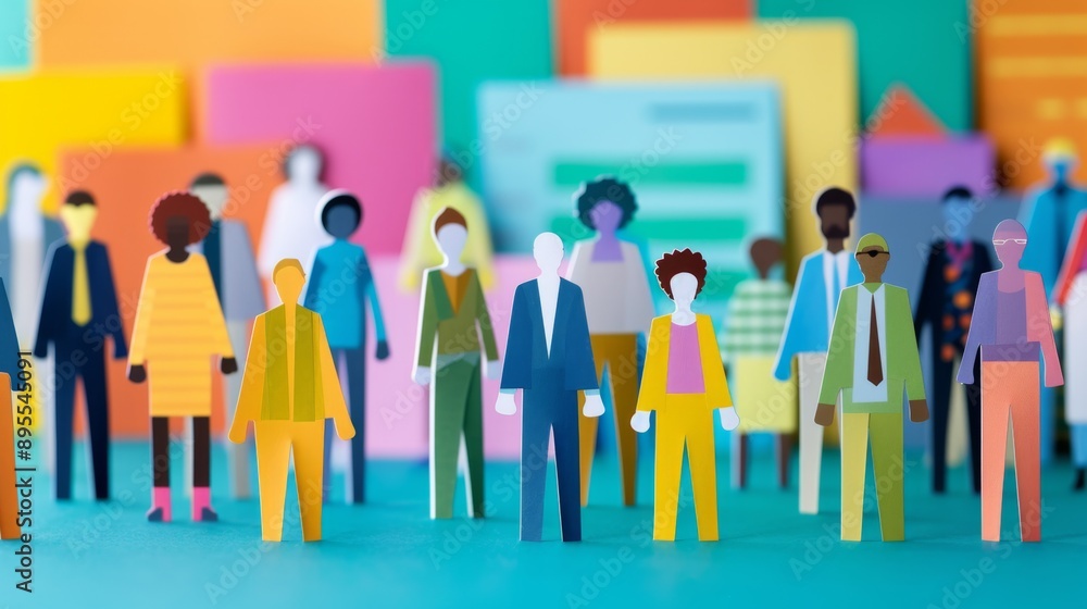 Vibrant Paper Artwork of Diverse Community Figures Vibrant Paper Artwork of Diverse Community Figures