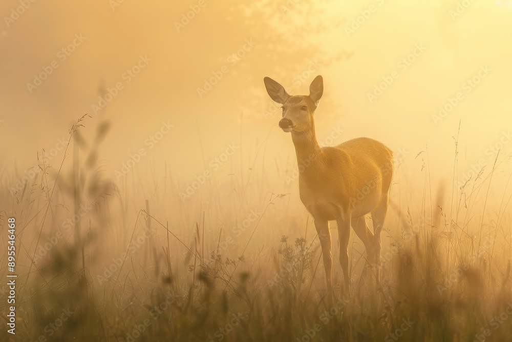 A serene picture of a fallow deer doe and her fawn in a sun-dappled forest clearing A serene picture of a fallow deer doe and her fawn in a sun-dappled forest clearing