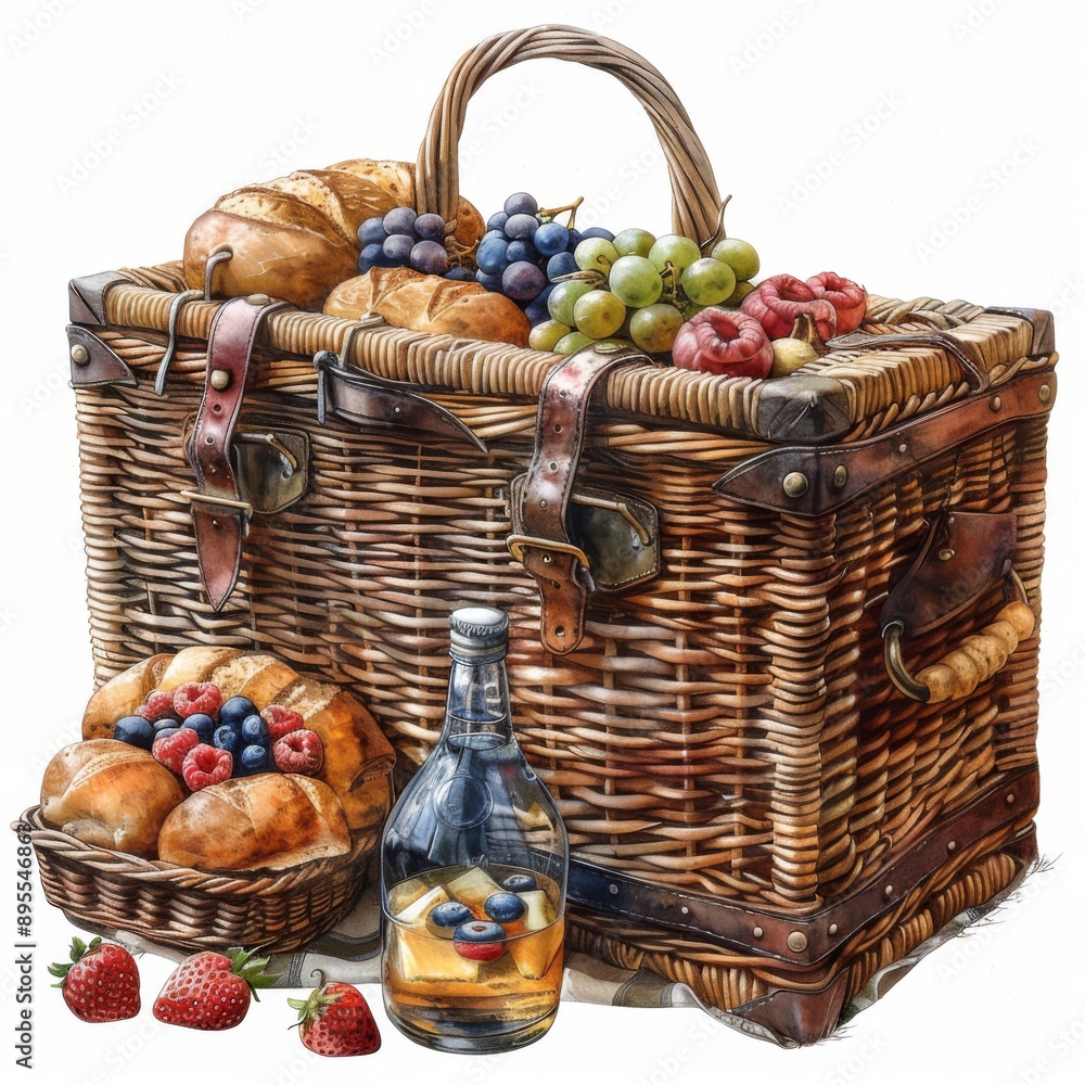 A Rustic Picnic Basket Filled with Summer Delights A Rustic Picnic Basket Filled with Summer Delights